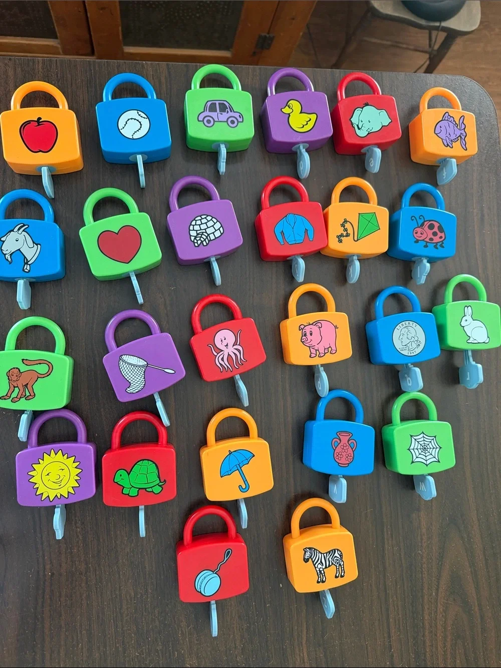 Lakeshore Learning Alphabet Locks Toy Set Montessori Educational (Missing X)